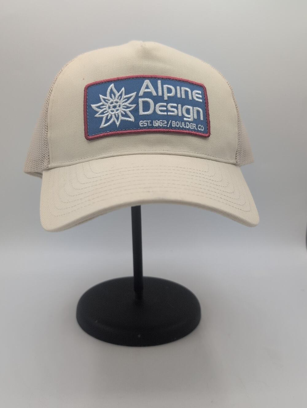 Alpine Design Trucker Snapback Cap Cream Mesh Back Retro Outdoor Hiking HAT NWT